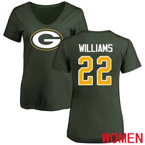 Green Bay Packers Green Women #22 Williams Dexter Name And Number Logo Nike NFL T Shirt